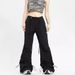 Suitable For All Seasons Drawstring Adjustable American Style Thin Cargo High Street Loose Sweatpants Quick-Dry Slimming Flared Casual Pants For_ecoleips.com