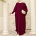 Modest Abaya Dress/Muslim Dress Women Elegant Abaya Dress With Front Zipper & Round Neck - Modest Muslim Long Dress With Batwing Sleeves_ecoleips.com