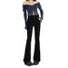 High-quality Pants, New Black Stretch Flared Jeans For Fall/winter 2025, High-waisted Slimming Long Pants_ecoleips.com