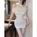 Elegant Sexy Summer New Style Women's Dress Tight Slimming Bridesmaid Shoulder Bared Advanced Feeling Cleanfit Chinese Brand_ecoleips.com