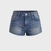 High Waisted Women's Denim Shorts European American Style Eagle Head Embroidery Rhinestone Detail Washed Hot Pants_ecoleips.com