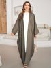 Verve Dubai Fashion Elegant Cardigan Muslim Linen Dress Robe_ecoleips.com