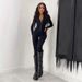 Women's Elegant Fashionable Solid Color Jumpsuit High Neck Long Sleeves Irregular Long Pants European American Style Romper_ecoleips.com