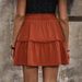 Voya New Women's Fashion Casual Woven Design Half Skirt Pleated Solid Color Cake Short Skirt_ecoleips.com