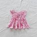 Women's Casual Floral Print Top Pink Spring/Summer New Resort Front Tie up Ruffle European American Style_ecoleips.com