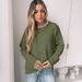 K New Round Neck Casual Long Sleeved Sweater Solid Color Versatile Split Top Sweater_ecoleips.com