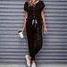 Women's Color Block Trim Casual Suit Loose Fit Short Sleeve American Style Spring Summer Autumn New_ecoleips.com