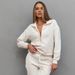 Casual European And American Women's Suit, Solid Color Long-sleeved Zipper Loose Top, Lace-up Trousers Two-piece Set_ecoleips.com