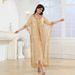 Cross-border Women's Clothing: Mesh Muslim Middle Eastern Pullover Dress, Fashionable Robe With Printed And Beaded_ecoleips.com