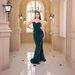 Women's Clothing Banquet Design One Shoulder Sequined Deep V Tube Top Evening Dress Female Fishtail Dress_ecoleips.com