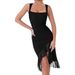 Women's Clothing Women's Clothing U Neck New Sexy Slim Mesh Splicing Suspender Dress Evening Dress Bandage_ecoleips.com