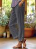 Women's Cotton Linen Straight Leg Pants Loose Fit Solid Color Elastic Waist Casual Pants With Pockets_ecoleips.com