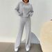 Women's Clothing New Knitted Long Sleeved Suit For Women With Hooded Sweatshirt And Loose Trousers Street Style Home Two Piece Suit_ecoleips.com
