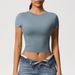 Women's Clothing Nylon Casual Tight Quick Drying Pilates Top Yoga Wear Short Sleeved Running Fitness Sports T Shirt_ecoleips.com
