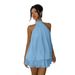 Women's Backless Halter Tie-Front Wrap Dress – Flowy A-Line Mini Dress With Ruffled Skirt – Yellow, Brown, Khaki, Sky Blue, Red_ecoleips.com