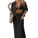Women's Sexy Beach Cover-Up Set - Knitted Lace Polo Collar Deep V Button-Up Two-Piece Outfit For Summer_ecoleips.com