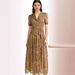 Luxury Women's Pleated Dress Elegant Commuter Long Skirt Miyake Gold Foil Lace Patchwork New Style_ecoleips.com