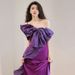 French Style Satin Morning Robe Women's Elegant Toasting Dress Purple Bridal Gown Engagement Evening Wear 2026 New Style_ecoleips.com