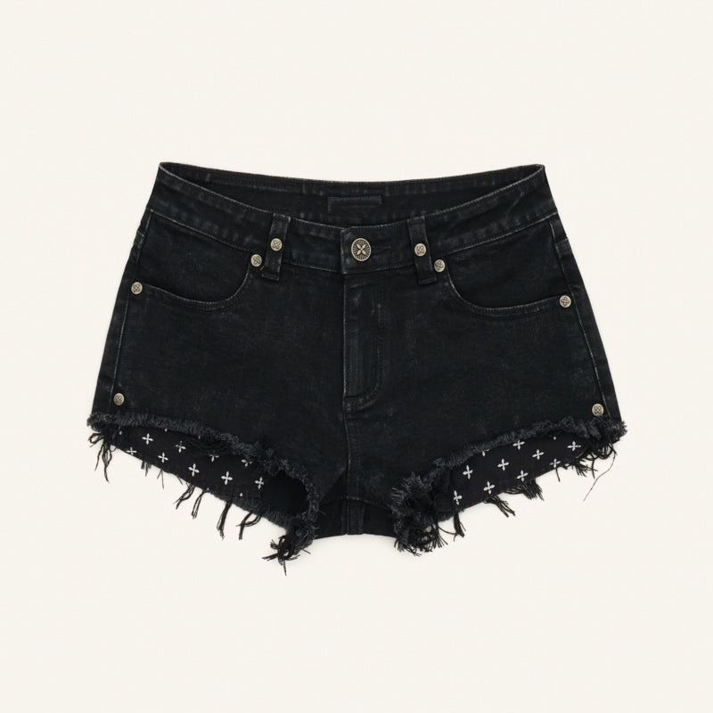 SK Mustang Ultra-low-rise Lightning Denim Shorts, Versatile Design, Cotton Hot Pants, New Collection, Mint Mambo_ecoleips.com