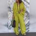Women's Clothing Casual V Neck Loose Pocket Mid Sleeve Cotton Linen Suit_ecoleips.com