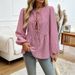 Diyun 2024 Auumn/Winer Foreign Trade European And American Women's Casual Loose Sriped Lanern Sleeve Tie_ecoleips.com