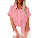 2025 European And American Spring And Summer New Hot Selling Tops Cotton And Linen Pocket Short Sleeved Shirts T Shirts For Women_ecoleips.com