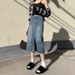 Women's Clothing Denim Skirt Spring High Waist Hip Skirt New Retro Straight Loose A Line Mid Length Skirt_ecoleips.com