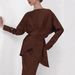 European American Cross-Border Independent Station Hot Style Elegant Satin Suit Women Long Sleeve Lace-Up Top And Skirt_ecoleips.com