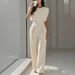 2026 Summer New Cross-Border European And American Fashion Elegant Commuting Solid Color Round Neck_ecoleips.com