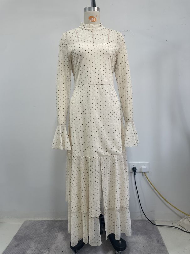 Women's Sexy Elegant Semi High Neck Slim Fit Long Skirt Dress With Slit For Banquet Spring Autumn New_ecoleips.com