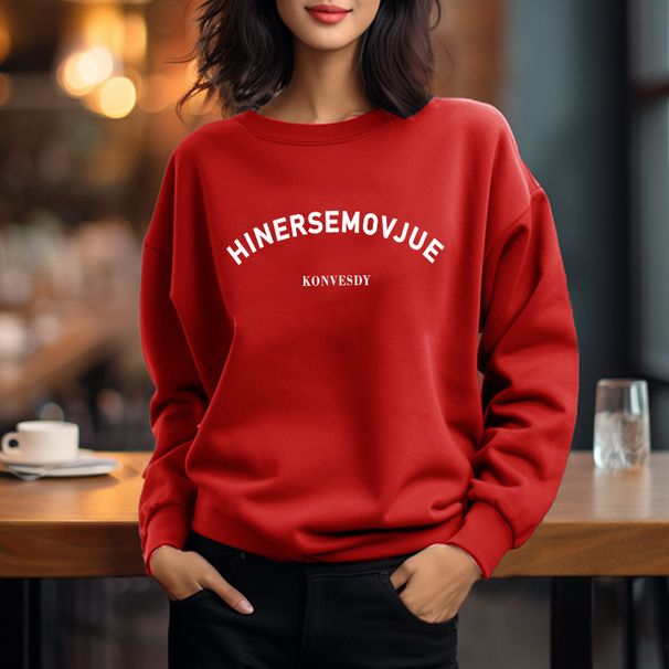 New 2023 Women's Fleece Lined Thickened Sweatshirt Casual round Neck Niche Design Spring Autumn Style Loose Top Trendy for Autumn And Winter_ecoleips.com