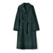 Luxury Double-Faced Wool & Cashmere Coat – Water Wave Texture | Oversized Longline Trench (Black/Deep Caramel/Light Camel/Navy/Emerald)_ecoleips.com