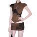 New Chinese Lace Applique Contrasting Color Lace-up Stand-up Collar Hollow T-shirt Short Skirt Set Retro Temperament National Style Two-piece Set_ecoleips.com