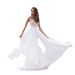 2024 New European American Lace Chiffon Ball Gown White Evening Dress With Slit And Large Hem_ecoleips.com