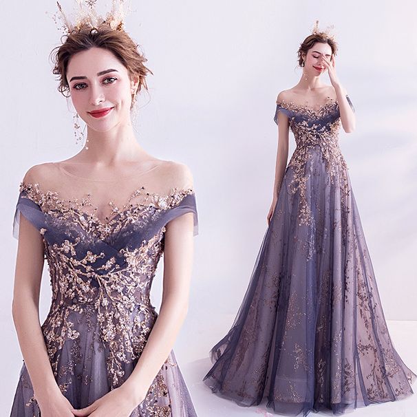 Aura Queen Purple Evening Dress - Elegant Catwalk Gown For Hosting, Performances & Special Events_ecoleips.com