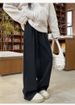Fleece Jeans Women's Autumn And Winter Large Size Fat Mm Thin Casual Small Elastic Waist Straight Loose Wide-leg Pants_ecoleips.com