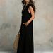Women's Clothing Summer Casual Long Dress For Women V Neck Ruffled Solid Color Loose Fit With Pockets New European American Style_ecoleips.com
