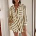 Women's Clothing Fashion Casual Striped Contrast Color Stitching Print Open Collar Shirt Shorts Suit_ecoleips.com