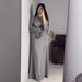 European And American 2025 Spring New Style Slim-Fit Tie-Waist Solid Color Long-Sleeve Elegant Dress For Women_ecoleips.com