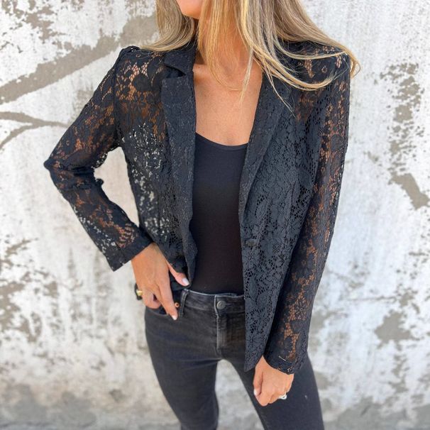 Women's Western Style Lace Shirt Suit - Spring Summer Casual Blouse & Skirt Set | Pure Color European & American Fashion Outfit_ecoleips.com