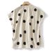 Women's Clothing Cotton And Linen Art Loose Casual Polka Dot V Neck Short Sleeved Top T Shirt_ecoleips.com