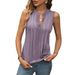 2026 European And American Cross-border Clothing Summer New Fashion Elegant Pleated V-neck Tank Women's Top_ecoleips.com