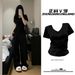 Popular Deep V-neck Front Shoulder Foreign Style Short-sleeved Summer 2026 Korean Version Of Basic Slim And Thin Premium Ice Silk Top_ecoleips.com