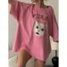 Mid-Length 100% Cotton Round Neck Short Sleeve T-Shirt For Women, Summer New Fashionable Cute Printed Loose Top_ecoleips.com
