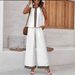 Women's Clothing New Loose Casual Sleeveless Round Neck Top Loose Straight Wide Leg Pants_ecoleips.com