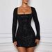 Elegant Square Neck Sequin Party Dress – Glamorous Bodycon Mini Dress For Women (Gold/Black, S/M/L/Xl)_ecoleips.com