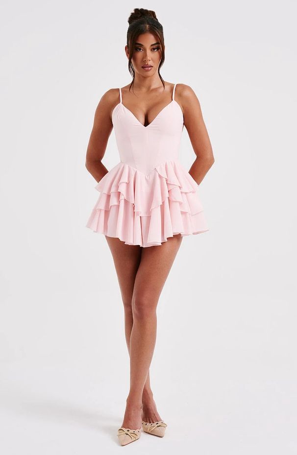 European And American Style Women's Clothing 2024 New French Sexy Deep V Backless Ruffle Strap High-end Dress For Women_ecoleips.com
