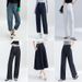 Aria Basics Zhengzhou Quality Women's Clearance Sale High Waist Slimming Denim Straight Casual Versatile Floor-Length Pants Fan_ecoleips.com