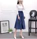 2025 Summer Korean Style High Waist Patchwork Midi Plus Size A-line Simple Pleated Umbrella Skirt_ecoleips.com
