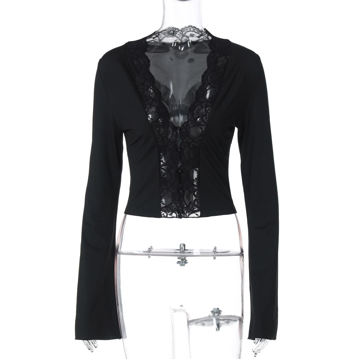 2025 Summer New Fashion Sexy Lace Trim Cardigan Button Top Women, Hot Selling In Europe And America, Wholesale For_ecoleips.com